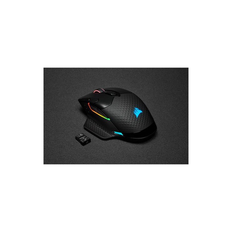 Corsair DARK CORE RGB PRO muis Rechtshandig RF Wireless + Bluetooth + USB Type-A Optisch 18000 DPI