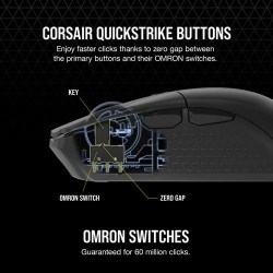 Corsair KATAR ELITE Wireless muis Rechtshandig RF Wireless + Bluetooth + USB Type-A Optisch 26000 DPI