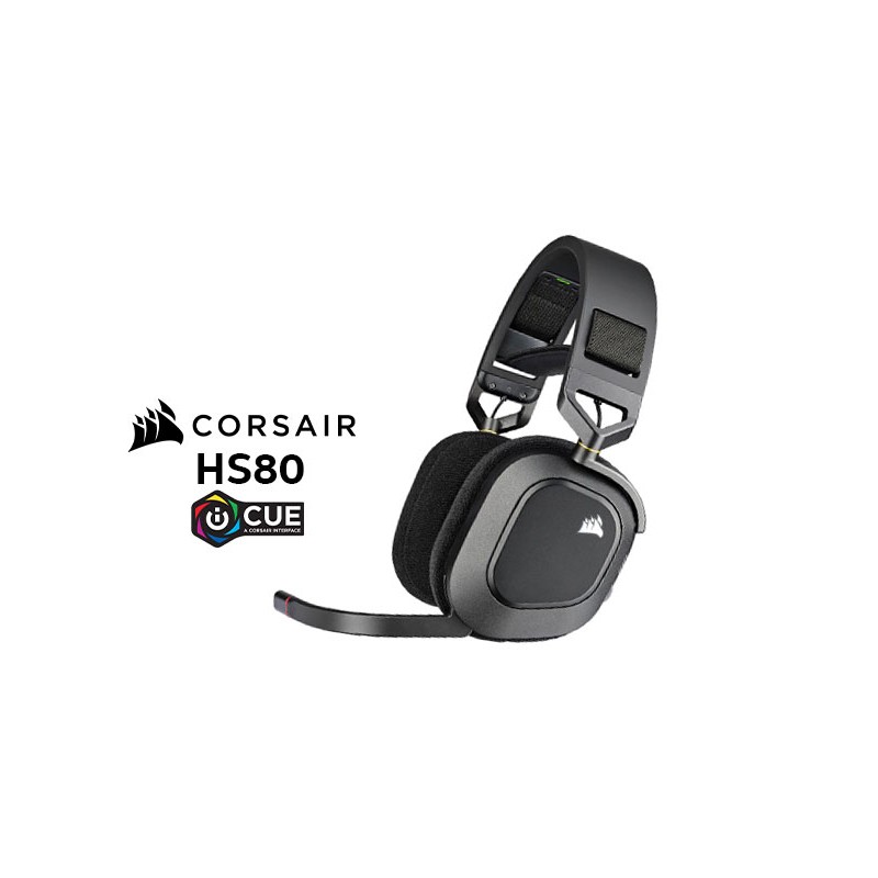 Corsair HS80 RGB Headset Draadloos Hoofdband Gamen Zwart