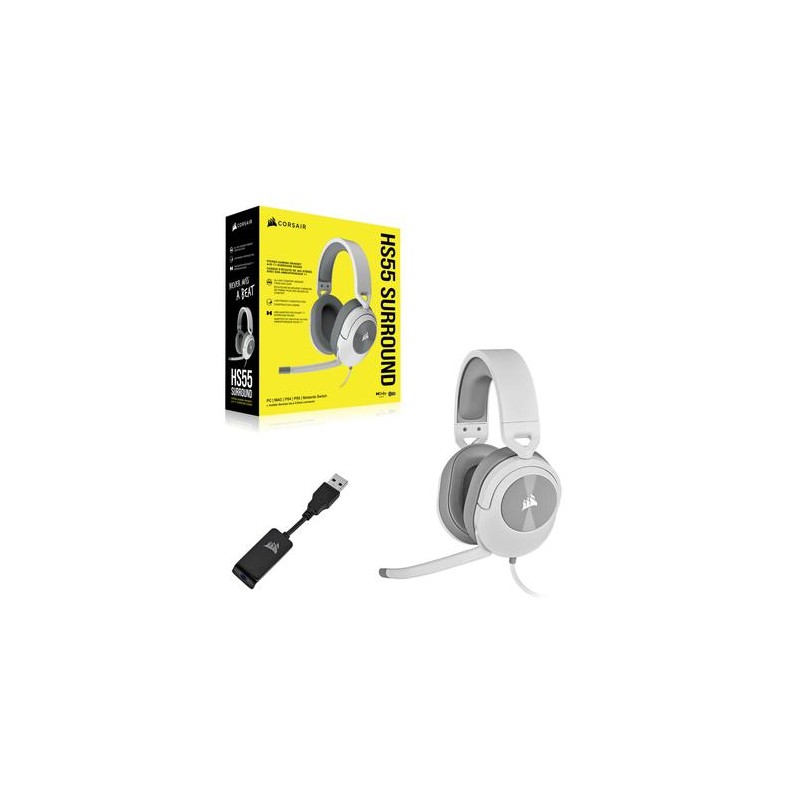 Corsair HS55 SURROUND Headset Bedraad Handheld Gamen Wit