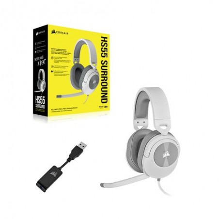 Corsair HS55 SURROUND Headset Bedraad Handheld Gamen Wit