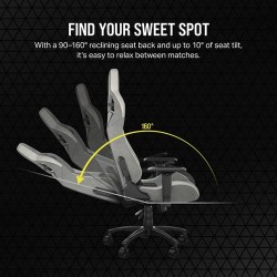 Corsair T3 RUSH Fabric Gaming Chair (2023) - Grey/White