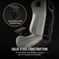 Corsair T3 RUSH Fabric Gaming Chair - Grey/White