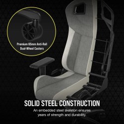 Corsair T3 RUSH Fabric Gaming Chair (2023) - Grey/White