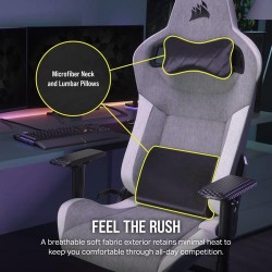 Corsair T3 RUSH Fabric Gaming Chair - Grey/White