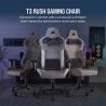 Corsair T3 RUSH Fabric Gaming Chair (2023) - Grey/White