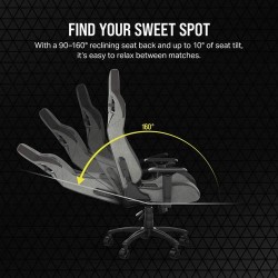 Corsair T3 RUSH Fabric Gaming Chair - Grey/Charcoal