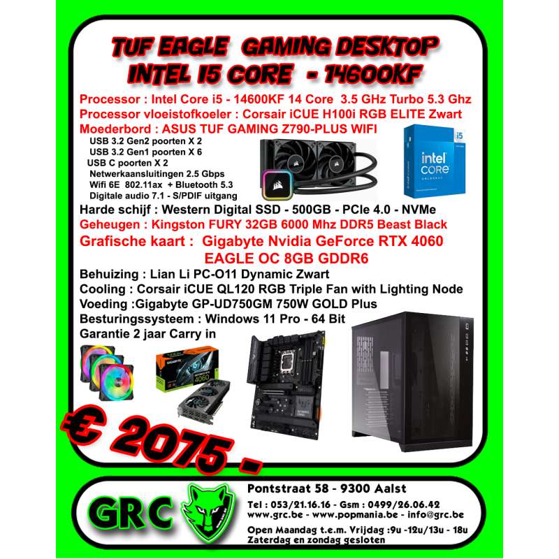 TUF Eagle  GAMING Desktop Intel I5 Core  - 14600KF - RTX 4060