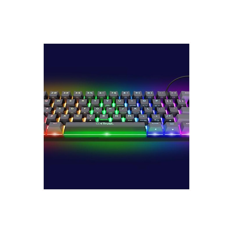 Trust GXT 867 Acira toetsenbord Gamen USB AZERTY Belgisch Zwart, Grijs