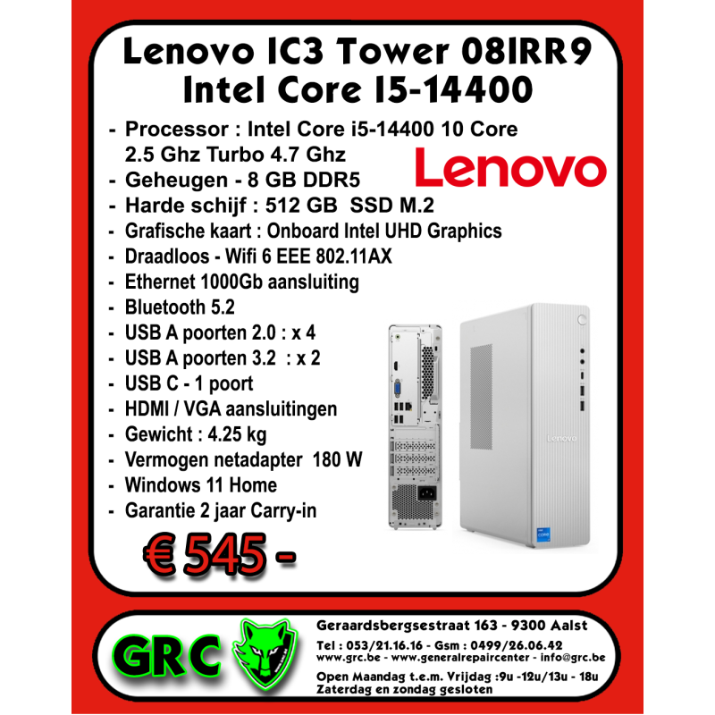 Lenovo IC3 Tower 08IRR9 Intel Core I5-14400
