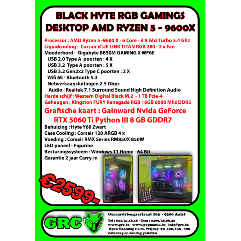 Ultra Gaming Desktop AMD Ryzen 5 - 9600X - RTX 5060Ti