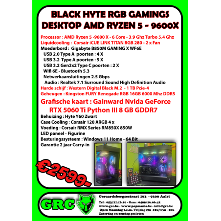 Ultra Gaming Desktop AMD Ryzen 5 - 9600X - RTX 5060Ti